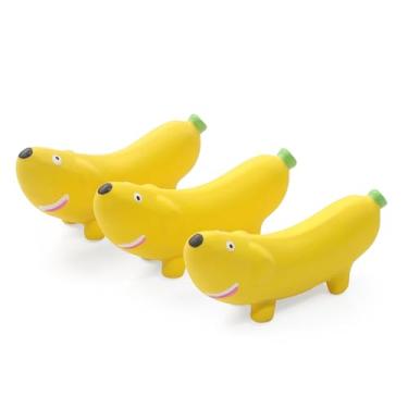 Imagem de BRMDT Brinquedos de látex para cães de 13 cm, banana, 3 peças, brinquedos engraçados para animais de estimação, cachorrinho, pequeno, médio, brinquedos para mastigar