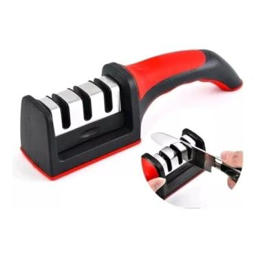 Imagem de Blade3™ Afiador amolador de Facas e Tesouras em Aço Inox Cabo Ergonômico Pro| 3em1 Corte Rápido e Preciso - utilidades domesticas - cozinhas