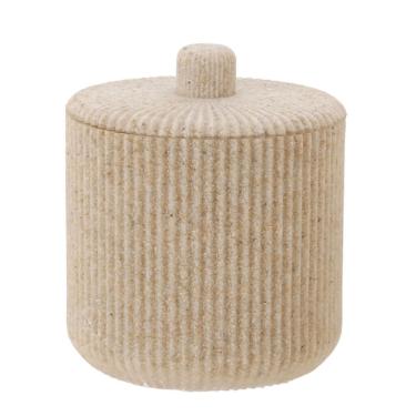 Imagem de Pote Decorativo Porta Algodão Em Polirresina Com Tampa Bege 11x8cm Mart
