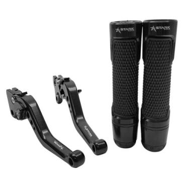 Imagem de Kit Manete E Manopla Pegasus Stark Moto Ybr Factor 125 Lona, Preto