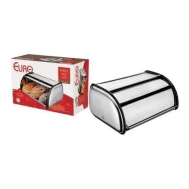 Imagem de Porta Pão Em Aço Inox Com Tampa Armazenador Euro Home