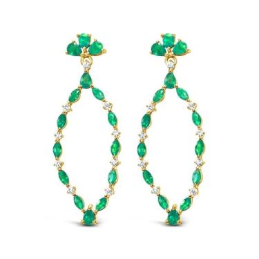 Imagem de Tenda para letreiro de diamante esmeralda em forma de ouro amarelo 14k peso 1,97 CT, dourado, Esmeralda Diamante