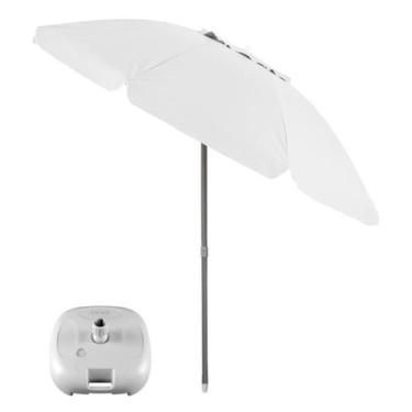 Imagem de Guarda Sol 2,4m Branco Bagum Alumínio Articulável Com Base Plástica Pr