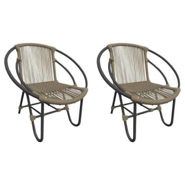 Imagem de Kit 2 Cadeiras Decorativa Julia Em Corda Náutica E Base Em Alumínio Pr