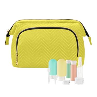 Imagem de ODAWA Sacos de cosméticos de grande capacidade, azul marinho, organizador de cosméticos, bolsa de higiene pessoal com 9 peças, bolsa de cosméticos espaçosa para mulheres e meninas, Mimosa, one size