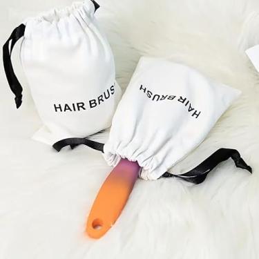 Imagem de Pacote com 2 sacos de presente brancos com cordão – Bolsa de armazenamento de tecido reutilizável para pente de massagem, escova de almofada e acessórios | Lembrança de festa à prova de poeira