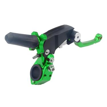 Imagem de JXPANG Alça de embreagem dobrável universal de alumínio 360° de liga de alumínio de 22 mm com assento de montagem para motocicleta, esportes urbanos, mini motos, scooter, quadriciclo (verde)