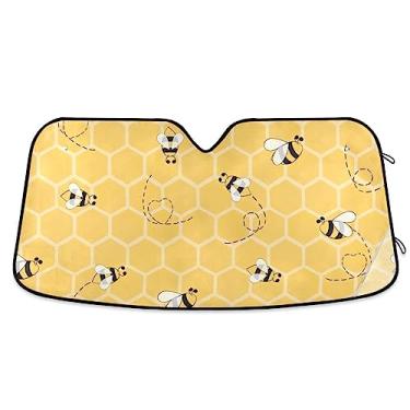 Imagem de Capa solar de para-brisa Yellow Bees, persianas de carro para janelas dianteiras, acessórios de resfriamento de carro