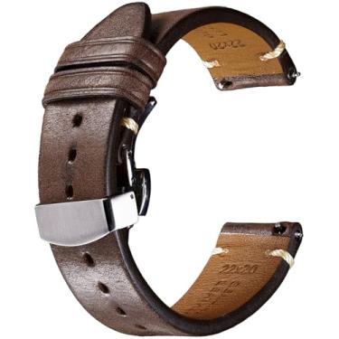 Imagem de REZERO Pulseira de relógio de liberação rápida, pulseiras de couro de grão superior, pulseiras de reposição italianas de couro de bezerro de 18 mm, 19 mm, 20 mm, 21 mm, 22 mm, 23 mm, 24 mm, masculina