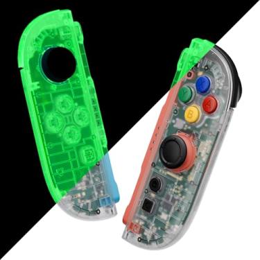 Imagem de eXtremeRate DIY Replacement Shell Buttons for Joycon 2, Custom Full Housing Case + Decorative Strips + Middle Bracket + Buttons for Nintendo Switch 2 Controller - Deluxe Version - Glow in Dark - Green