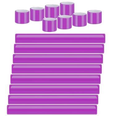 Imagem de Hoemwarm 20 pulseiras refletoras de pressão fluorescentes de alta visibilidade tiras refletoras de segurança para crianças, adultos, meninos e meninas ao ciclismo, corrida, caminhada, corrida, roxo