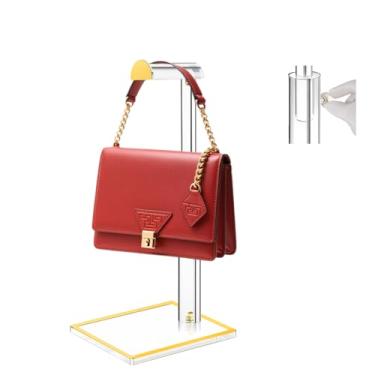 Imagem de Jolboldy Suporte de exibição de bolsa de mão de acrílico, suporte de bolsa ajustável de 35,5 a 61 cm, transparente, cabide de mesa, suporte para casa, armário, loja, boutique, balcão