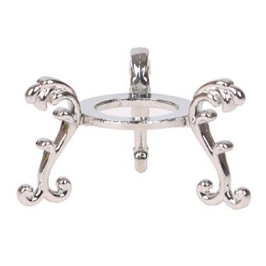 Imagem de Suporte de exibição com base de bola de cristal, suporte de exibição de ovos, ornamento de mesa para exibição de vidro de cristal e pedra natural para esfera de 40 mm-60 mm (prata)