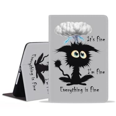 Imagem de stmedazm Capa para Samsung Galaxy Tab A11 Plus (2025)/A9 Plus (2023) 28 cm, capa dobrável de couro sintético premium com função despertar/hibernar automática - Gato engraçado, It's Fine I'm Fine