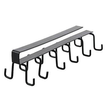 Imagem de Alomejor Organizador de Utensílio de Cozinha, Organizador de Gancho Duplo de Ferro Resistente, Sem Instalação de Broca para Porta de Armário, Rack Montado na Parede de 2,5 Cm de Espessura (Preta)