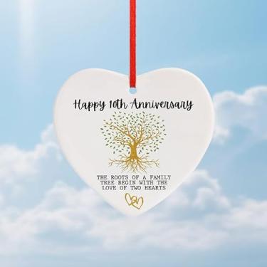 Imagem de Aniversário de 10/20/30/40/80 anos, ideal para presente de aniversário da esposa, presente de aniversário para namorada, mãe, filha, ornamento de cerâmica de 8,5 cm (10º)