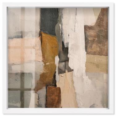 Imagem de Fissured Field III Shadowbox Print Boho Brown Wall Art por Art Remedy, moldura branca, 63 x 63 cm