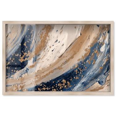 Imagem de River of Gold II Shadowbox Print Boho Gold Wall Art por Art Remedy, moldura loira, 78 x 53 cm