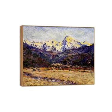 Imagem de Claude Monet Famosa impressão em tela de parede pronta para pendurar - pintura de moldura de madeira vale para decoração de sala de estar 30 x 35 cm 12 x 13 pol