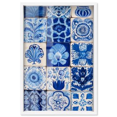 Imagem de Lazuli Layout Shadowbox Print Coastal Wall Art por Art Remedy, moldura branca, 43 x 63 cm