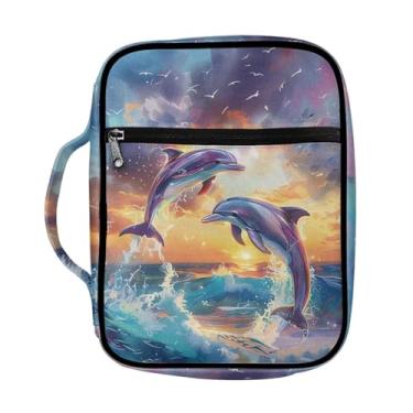 Imagem de Mumeson Dlophin Bolsa bíblica feminina bolsa de transporte bíblico portátil diário bolsa prática organizador de diário resistente a arranhões estojo de transporte bíblico