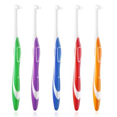 Imagem de FAIRY CORA Pacote com 5 escovas de dentes com tufos, escovas interespaciais de tufo único, escovas de dentes ortodônticas de cabeça pequena para aparelhos e limpeza de detalhes, ideal para adultos e
