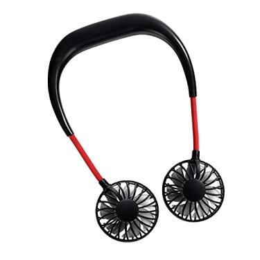 Imagem de Ventilador Dual em Faixa para Pescoço Portátil sem Mãos Recarregável via USB Resfriador Suspensão Ambientes
