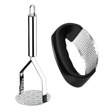 Imagem de Kit 4 Peças Descascador de Legumes Amassador de Batatas Espremedor de Limão e Alho em Aço Inox(2 PECAS)