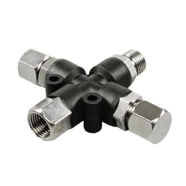 Imagem de Colaxi Divisor de mangueira de ar de 3 vias para aerógrafo, acessório fácil de instalar, leve, e eficiente, com adaptador de conexão.