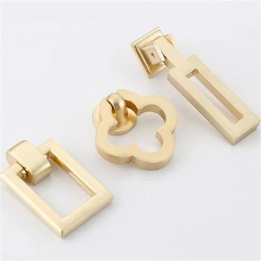 Imagem de HTNAFONI Puxador de armário dourado sólido liga de zinco armário de cozinha orifício único para mesa de cabeceira puxadores de gaveta puxadores de móveis ferragens 1 peça (ouro 6910)