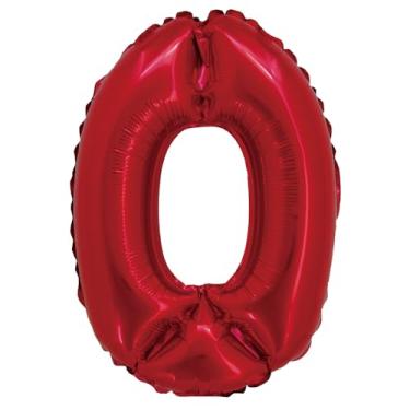 Imagem de BALAO METALIZADO C/CANUDO 16" VERMELHO NUMERO 0