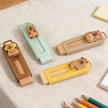 Imagem de Borrachas retráteis fofas capivara | Borrachas de lápis push-pull para escola, escritório, papelaria, cor aleatória