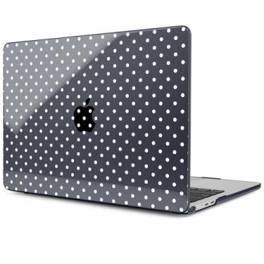 Imagem de MEEgoodo Capa para MacBook Pro 13 polegadas 2022 2021 2020 A2338 M2/M1 A2251 A2289, capa rígida para laptop com teclado e capa de câmera compatível com MacBook Pro de 13 polegadas, bolinhas brancas