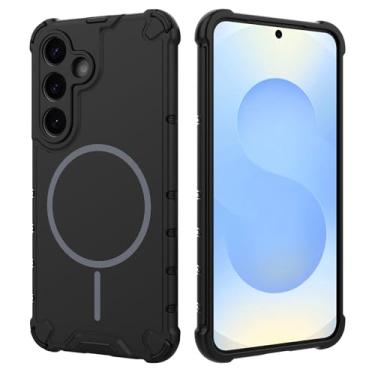 Imagem de Capa magnética para celular Samsung Galaxy S25 5G, capa protetora de nível militar para Galaxy S25 5G compatível com Mag-Safe, à prova de choque e resistente a arranhões para Samsung S25 (preto)