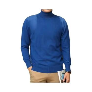 Imagem de Suéter Masculino De Gola Alta Em Mistura De Cashmere E Algodão Para Ou