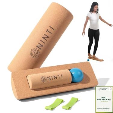 Imagem de NINTI Balance Board - Placa De Equilíbrio De Cortiça Premium E Fortalecedor De Pés Para Função Aprimorada Do Pé, Design Exclusivo Para Estabilidade Do Equilíbrio E Força Do Pé, Melhora A Mobilidade