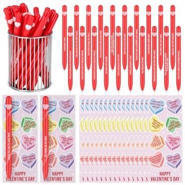Imagem de Glenmal Conjunto de 40 canetas esferográficas engraçadas de Dia dos Namorados para colegas de trabalho com cartões a granel com citações humorísticas de Dia dos Namorados, marcadores de livro para