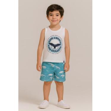 Imagem de Conjunto Bebê Baleia Regata e Bermuda Romitex, 01, Branco