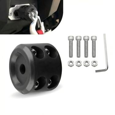 Imagem de MOXRUQ Bujão de gancho de cabo de guincho de borracha, amortecedor de guincho protetor de choque, com fixadores de aço inoxidável e chave Allen, universal para ATV UTV Truck SUV (preto)