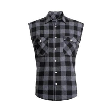 Imagem de Camiseta Regata Masculina De Verão Com Estampa Xadrez Estilo Coreano C