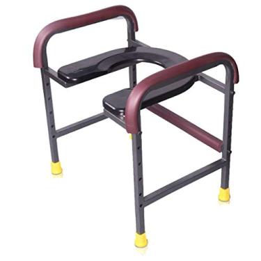Imagem de WYNSJDBB Assento de cômoda dobrável para vaso sanitário, barras de apoio acolchoadas para vaso sanitário, corrimão de banheiro com altura ajustável, estrutura de segurança de vaso sanitário para