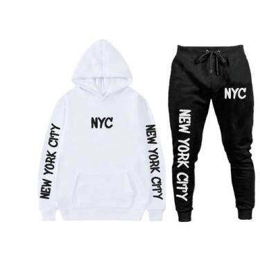 Imagem de Conjunto Moletom Flanelado Casual Top NYC - Markelly, Branco, M