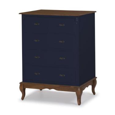 Imagem de Cômoda Clássica com 4 Gavetas Pés Luis Xv 60400 Linz Móveis - Azul Pet
