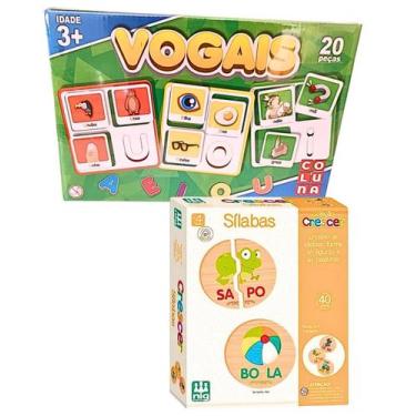 Imagem de Kit Quebra-cabeça Infantil Sílabas Alfabetização E Jogo Das Vogais Did