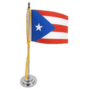 Imagem de Mini Bandeira De Mesa Da Porto Rico 15 Cm Poliéster