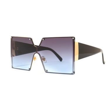 Imagem de Óculos de Sol UV400 - Tamanho Grande, Sem Aro, Lentes Degradê, para Homens e Mulheres, Ideal para Esportes ao Ar Livre, Corrida e Ciclismo, Cinza e Azul