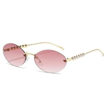 Imagem de Óculos de Sol UV400 - Cores Candy Degradê Olho de Gato para Homens e Mulheres, Esportes ao Ar Livre, Corrida, Ciclismo, Rosa Dourado