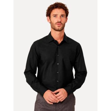 Imagem de Camisa Dudalina Masculina Slim Tricoline Lisa Preta-Masculino