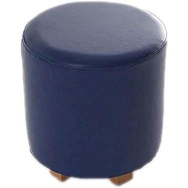 Imagem de Banqueta marrom para pés - Grande apoio para os pés estofado redondo com pernas de madeira, banco de sapatos multifuncional e cadeira de assento para decoração de casa - banquinhos elegantes para sala