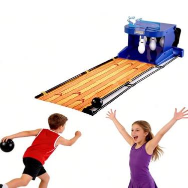 Imagem de Console de jogo de boliche elétrico, máquina de boliche dobrável interna com redefinição automática, placar LED e som realista - jogo esportivo divertido para crianças e adultos